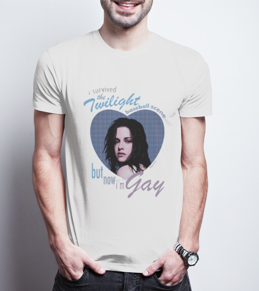 I Survived The Twilight Baseball Scene But Now I'm Gay Twilight Baseball Scene With Iconic Character In Heart Frame T-Shirt