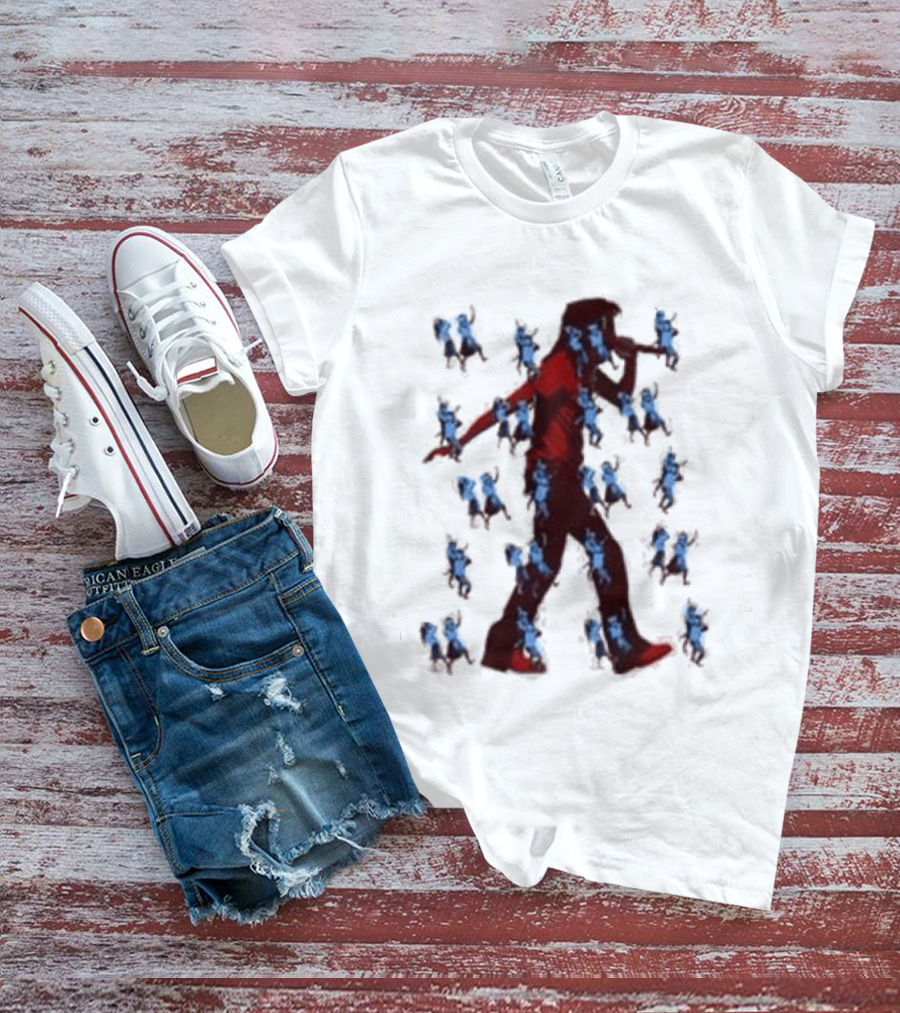 JID Faded White God Does Like Ugly J.I.D. GDLU Blue Floral Shadow T-Shirt
