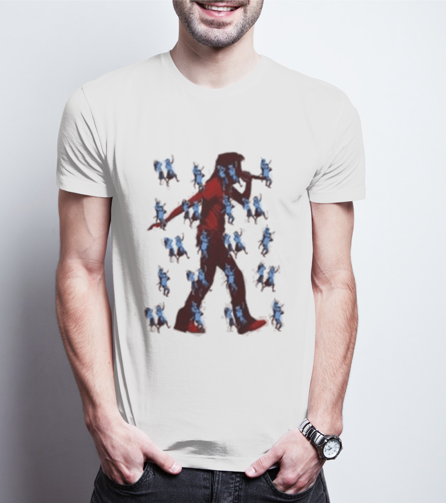 JID Faded White God Does Like Ugly J.I.D. GDLU Blue Floral Shadow T-Shirt