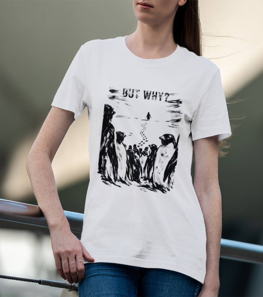 Nihilist Penguin But Why Snow Scene T-Shirt