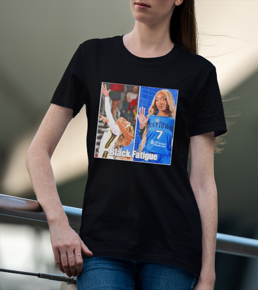 Skytown WNBA Black Fatigue Meme DiJonai Carrington Sophie Cunningham Hard Foul T-Shirt
