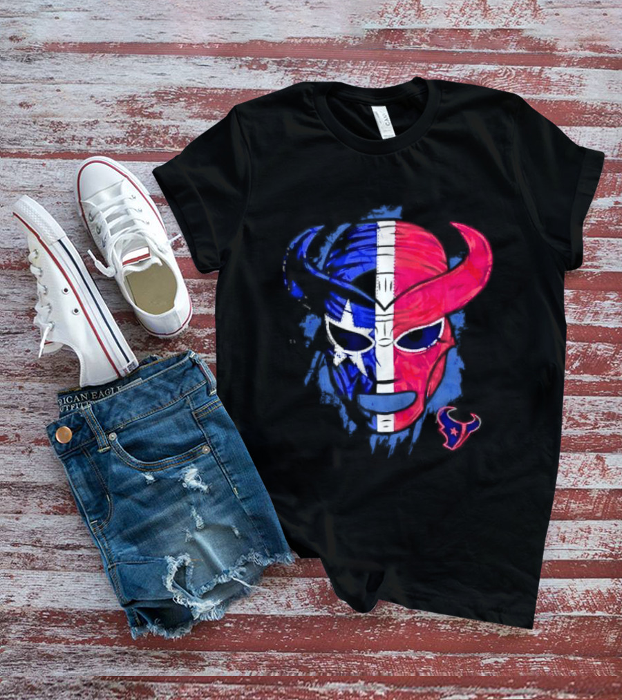 Houston Texans Distressed Lucha Libre Mask Texas Flag T-Shirt