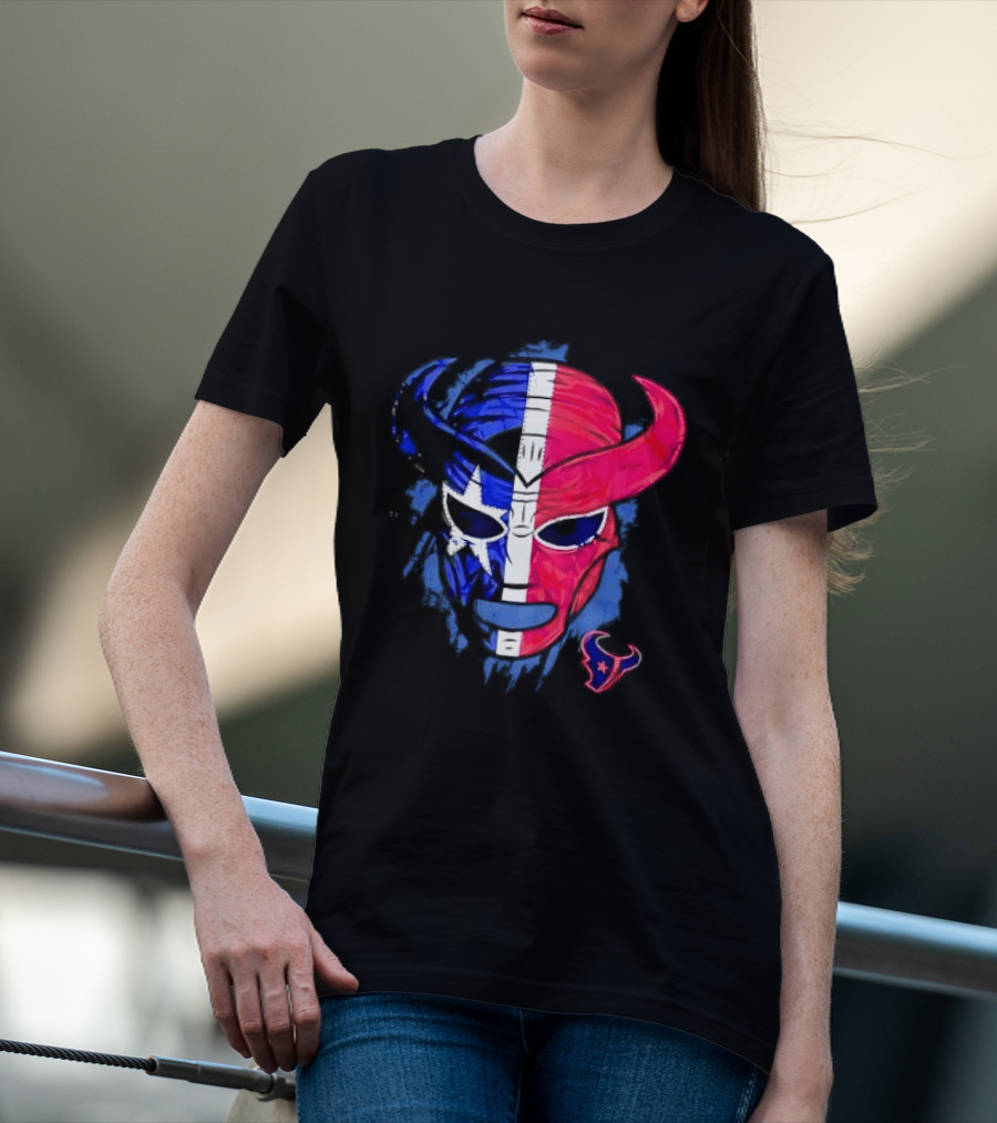 Houston Texans Distressed Lucha Libre Mask Texas Flag T-Shirt