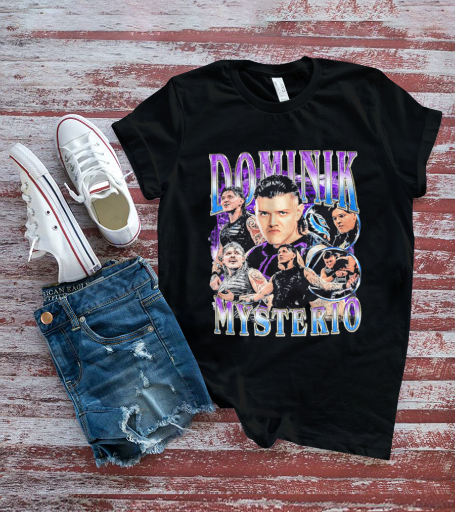 Dominik Mysterio Wrestler Photo Collage Metallic Gradient T-Shirt