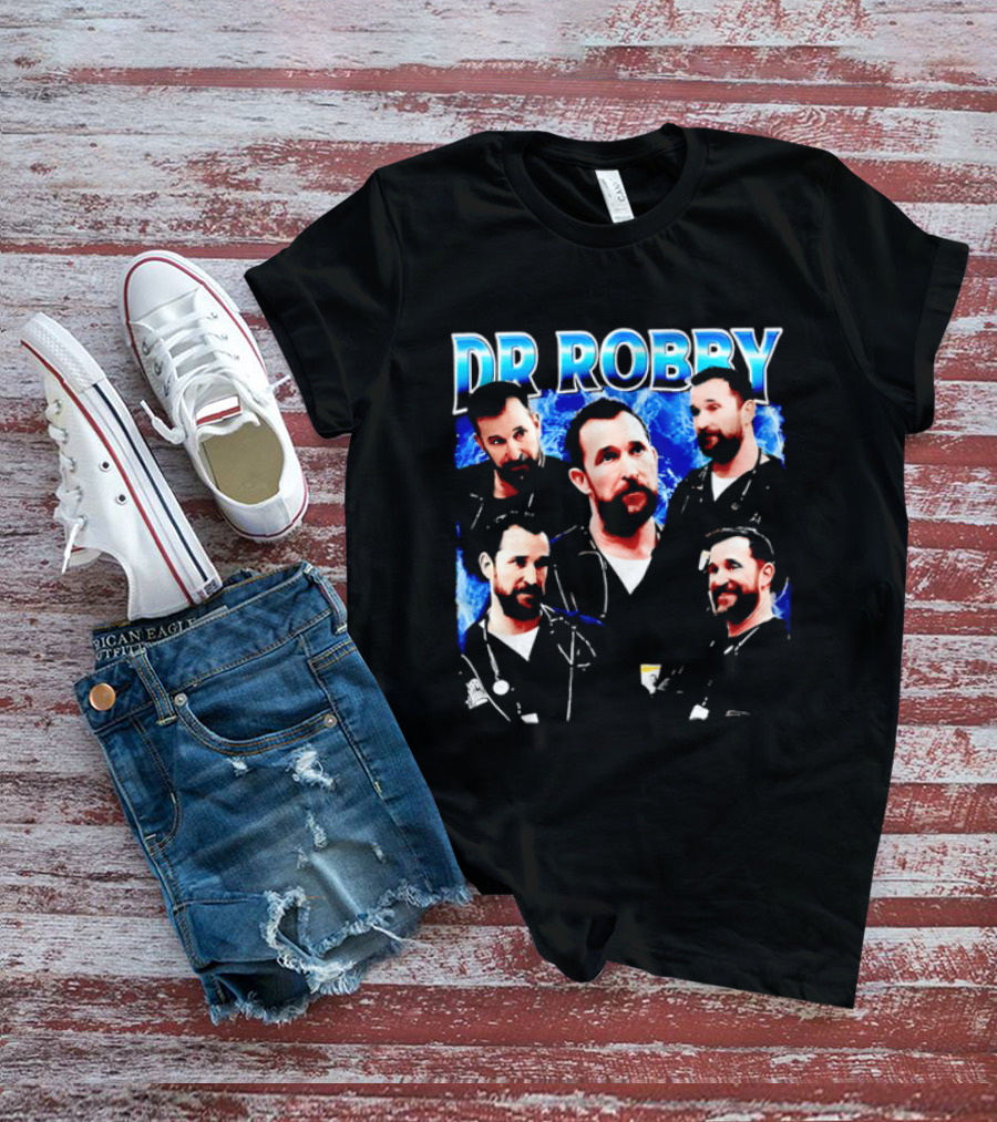 Dr Robby Bearded Male Doctor Scrubs Stethoscope Photo Collage T-Shirt
