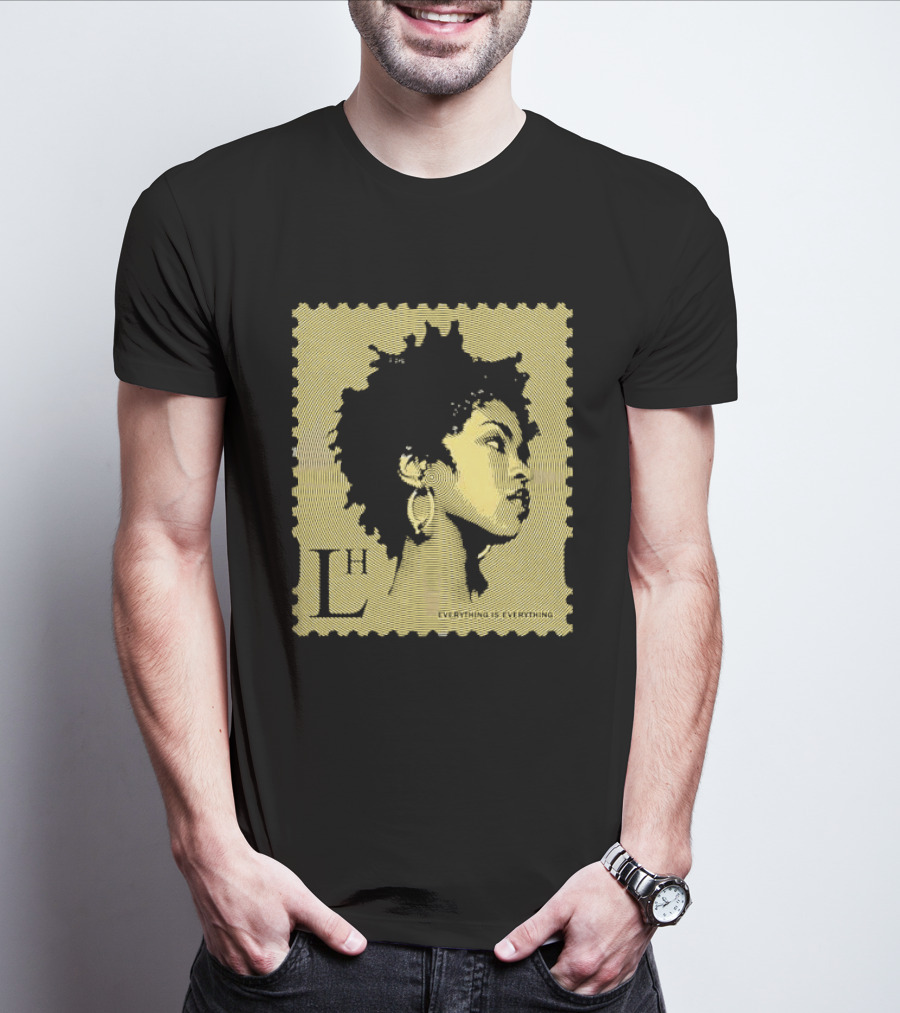 Everything Is Lh Gold Line Afro Woman Stamp T-Shirt