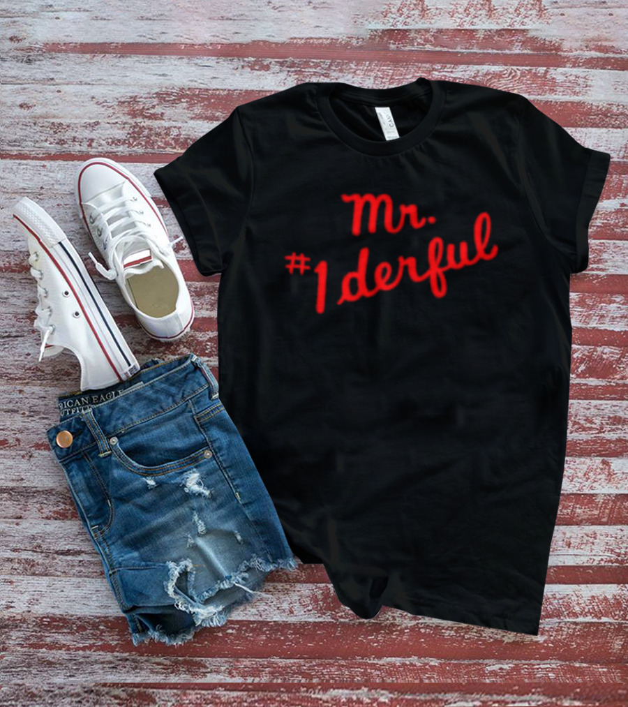 Mr 1derful Red Cursive Handwriting Script T-Shirt