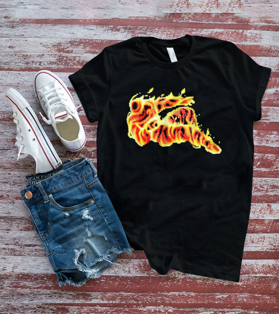 Fiery Waves Of Burning Flame Blaze In Yellow Orange Red Hues T-Shirt