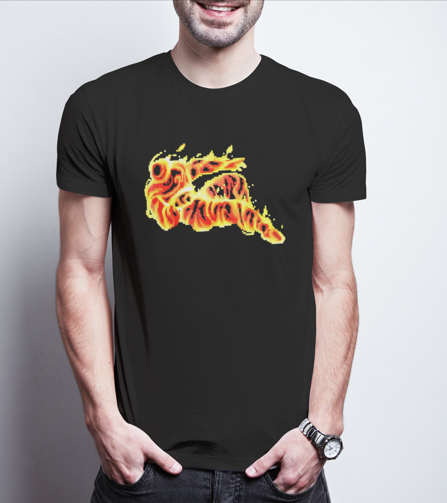 Fiery Waves Of Burning Flame Blaze In Yellow Orange Red Hues T-Shirt