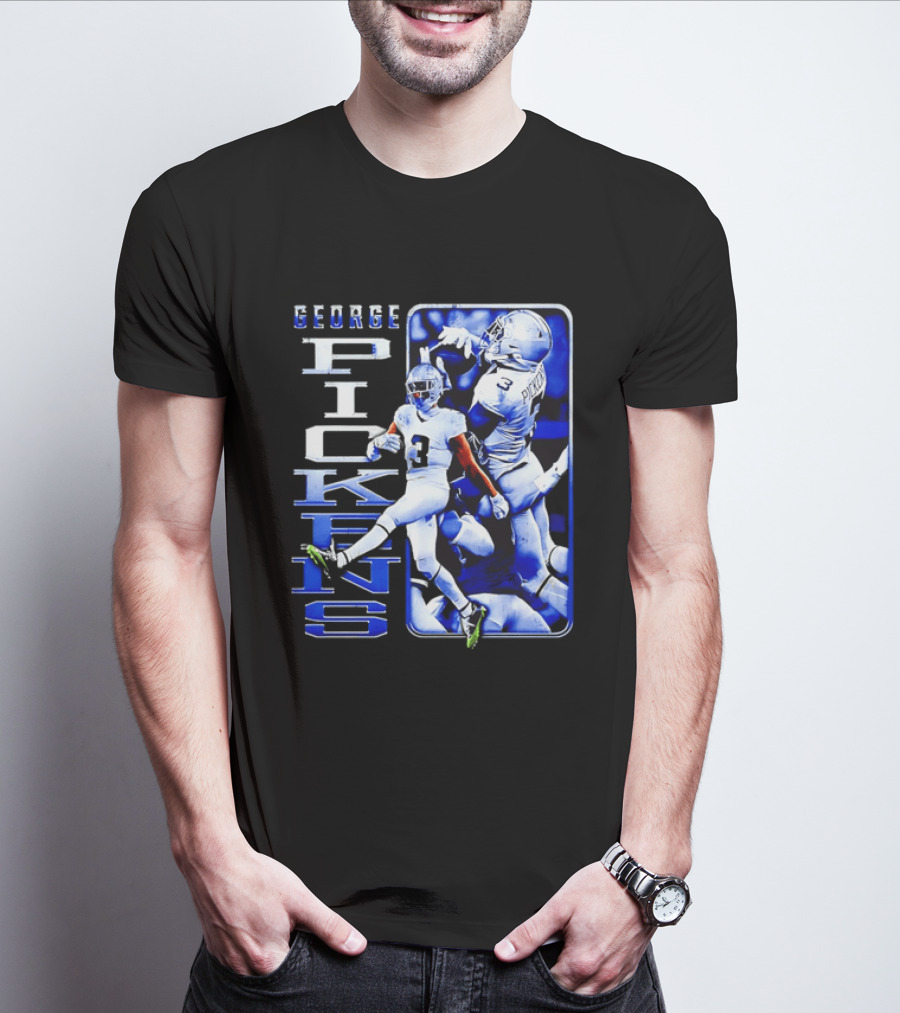 George Pickens Football Catching Collage Blue T-Shirt