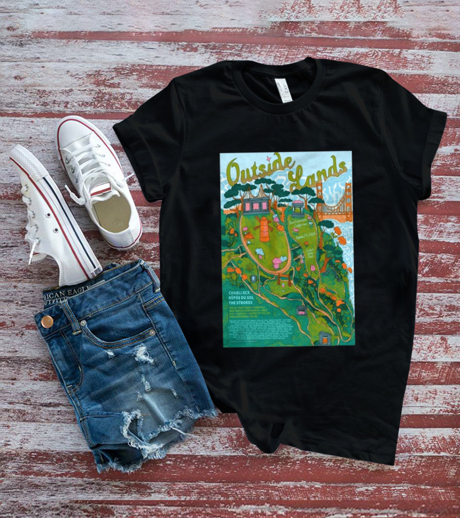 Outside Lands San Francisco August 7 9 2026 Golden Gate Park Charli XCX Rufus Du Sol The Strokes T-Shirt
