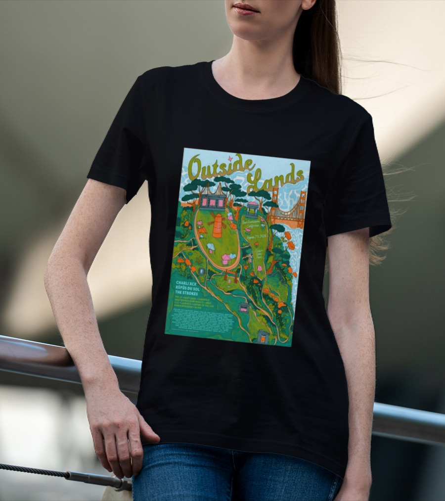 Outside Lands San Francisco August 7 9 2026 Golden Gate Park Charli XCX Rufus Du Sol The Strokes T-Shirt