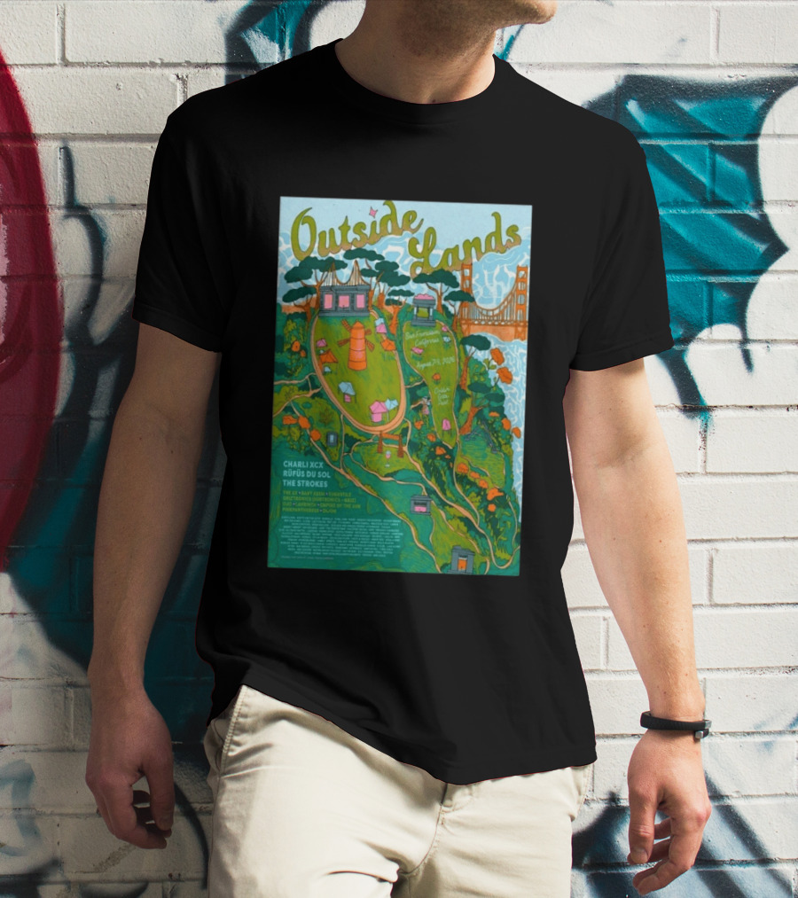 Outside Lands San Francisco August 7 9 2026 Golden Gate Park Charli XCX Rufus Du Sol The Strokes T-Shirt