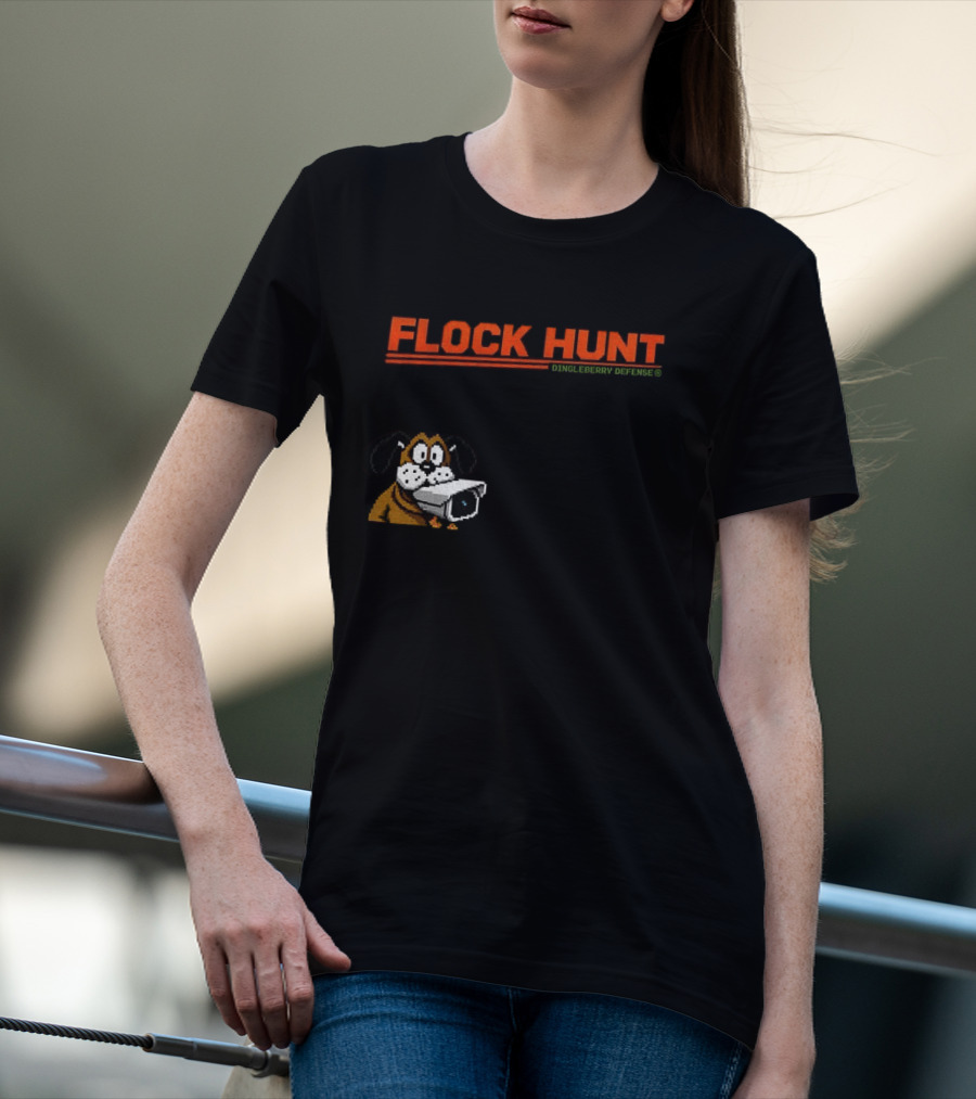 Flock Hunt Pixelated Canine Dingleberry Defense Security Camera T-Shirt
