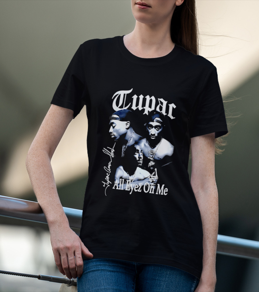 Tupac All Eyez On Me Tupac Amar Shakur Signature Iconic Album T-Shirt