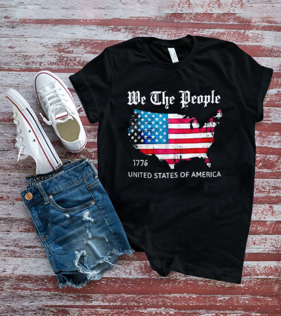 We The People 1776 Distressed USA Map Flag United States Of America T-Shirt