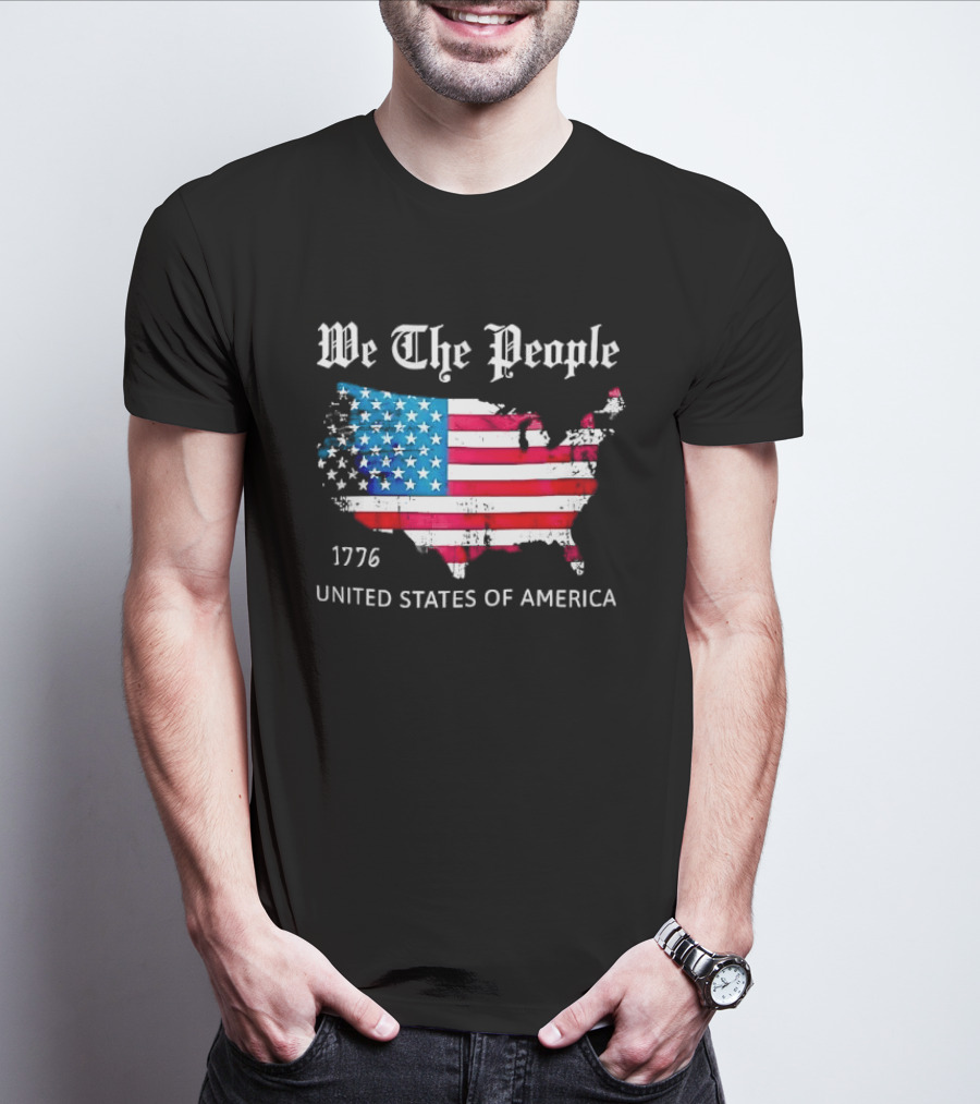 We The People 1776 Distressed USA Map Flag United States Of America T-Shirt