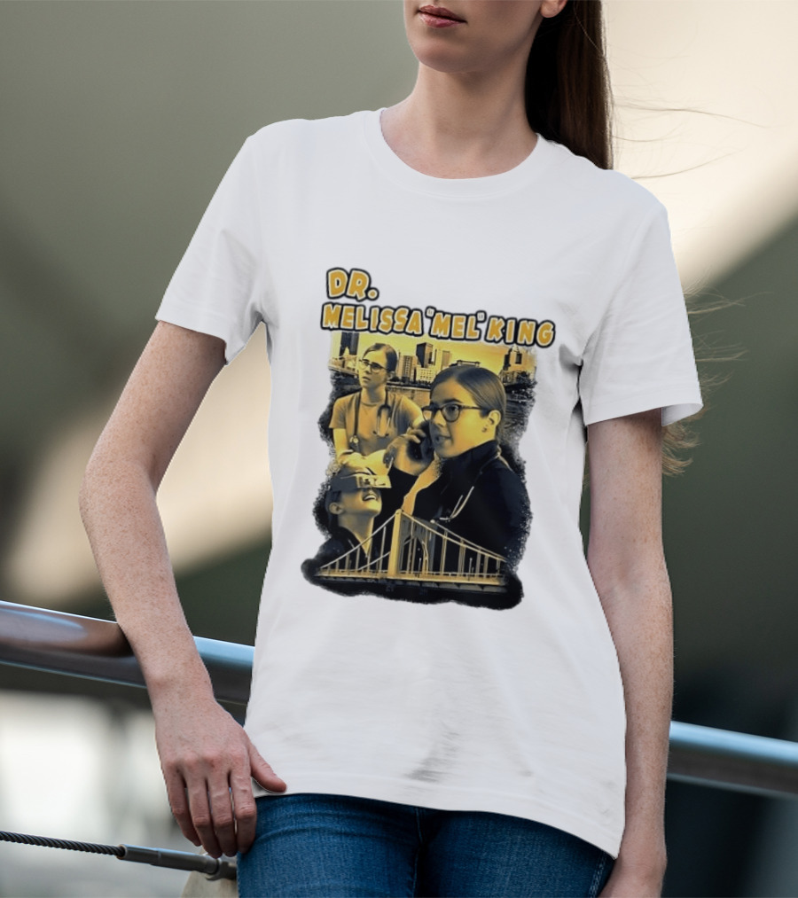 Dr Melissa Mel King Female Doctor Pittsburgh Yellow Bridge Collage T-Shirt