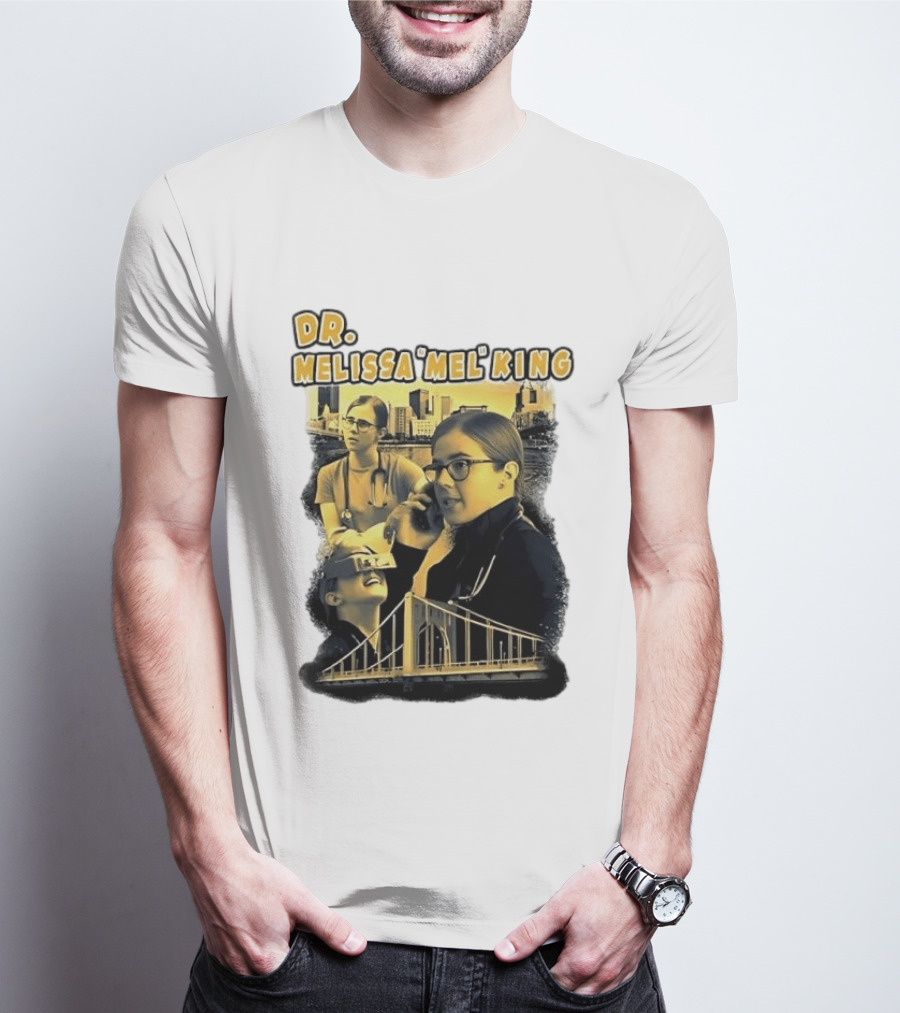 Dr Melissa Mel King Female Doctor Pittsburgh Yellow Bridge Collage T-Shirt