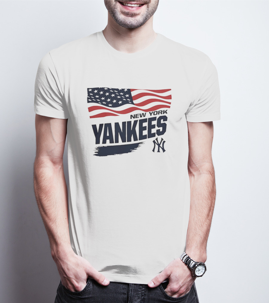New York Yankees American Flag Brushstroke NY Yankees MLB T-Shirt