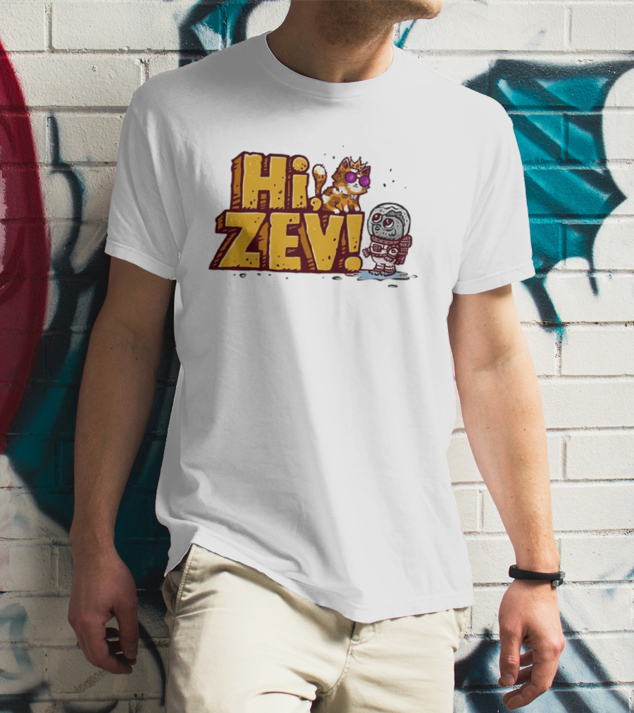 Hi Zev Cartoon Calico Cat Sunglasses Astronaut Creature T-Shirt