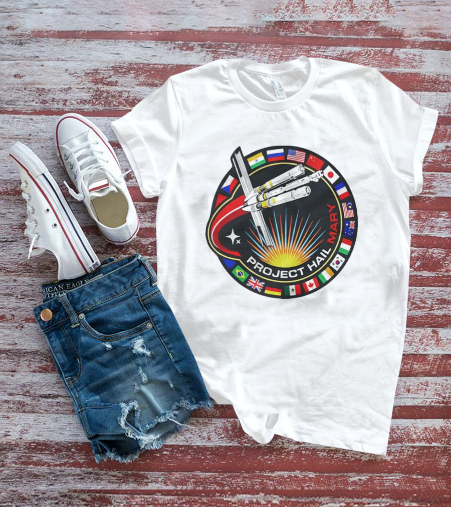 Project Hail Mary Ryland Grace Sci Fi Spacecraft Mission Flags T-Shirt