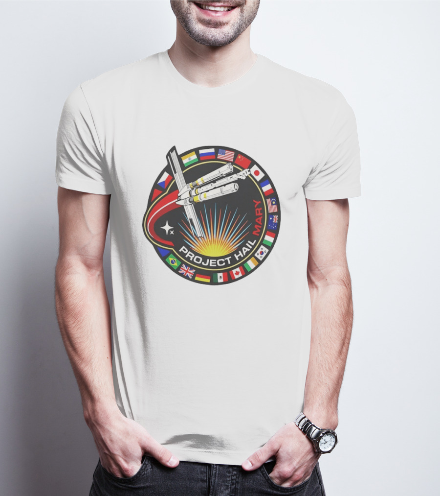 Project Hail Mary Ryland Grace Sci Fi Spacecraft Mission Flags T-Shirt