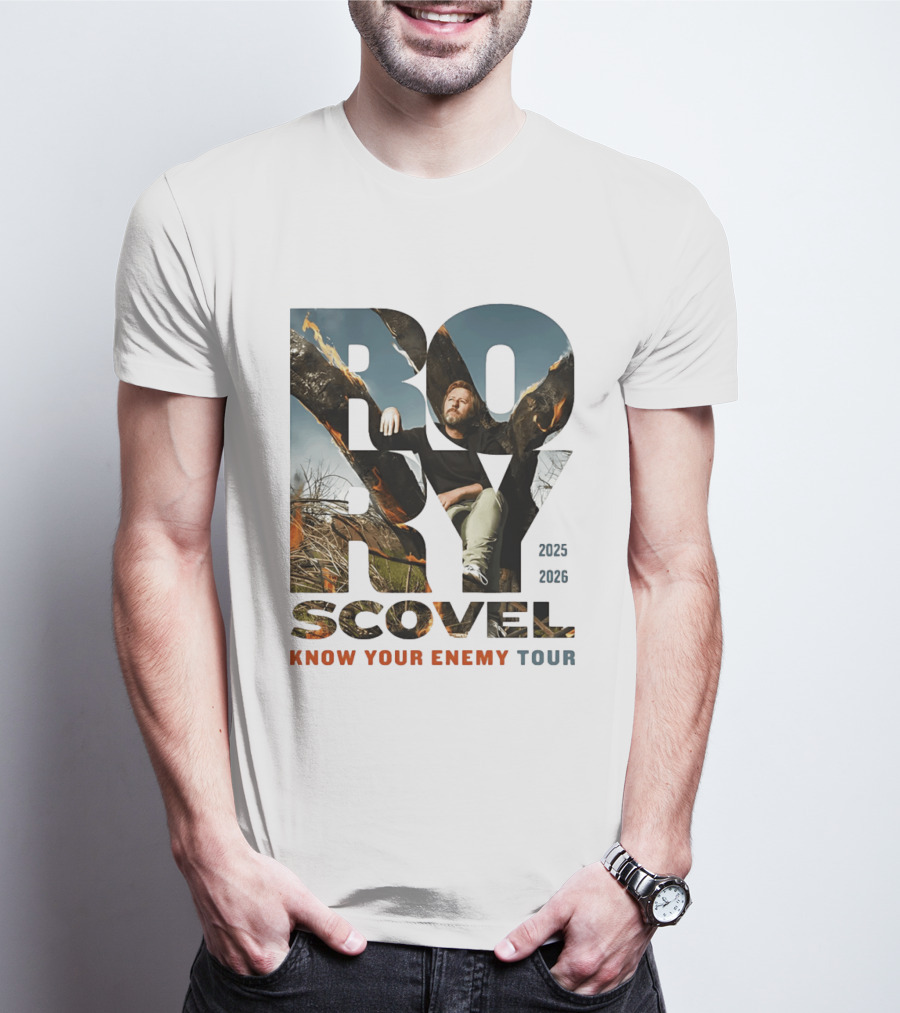 Rory Scovel Know Your Enemy Tour 2023 2026 Fire Backdrop T-Shirt