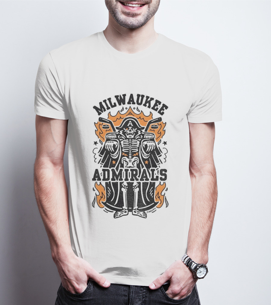 Milwaukee Admirals Skeleton Emblem Halloween T-Shirt