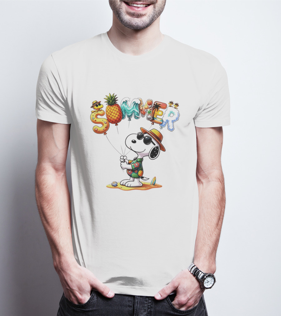 Snoopy Summer Sunglasses Pineapple Beach Balloons Fun T-Shirt