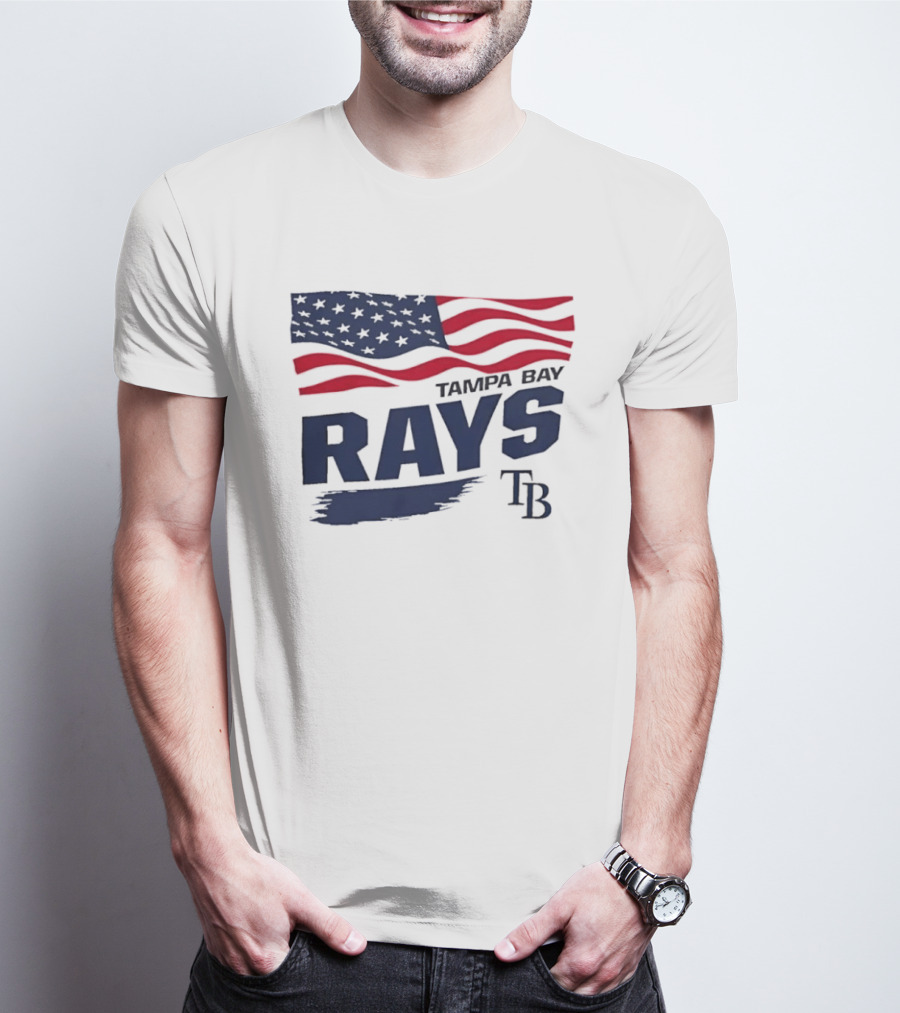 Tampa Bay Rays MLB American Flag Brush Stroke TB T-Shirt