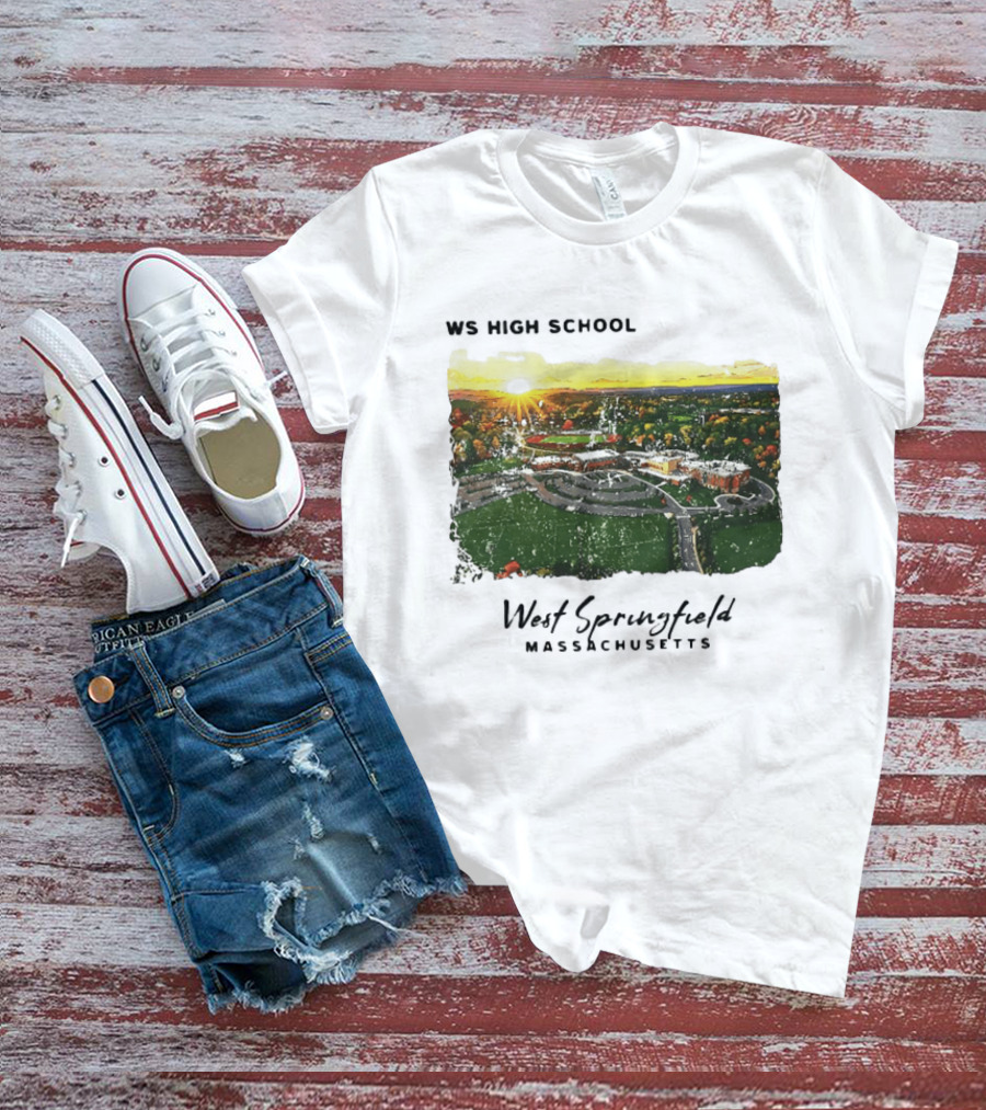 WS High School West Springfield Massachusetts Aerial Sunset Campus Landscape T-Shirt