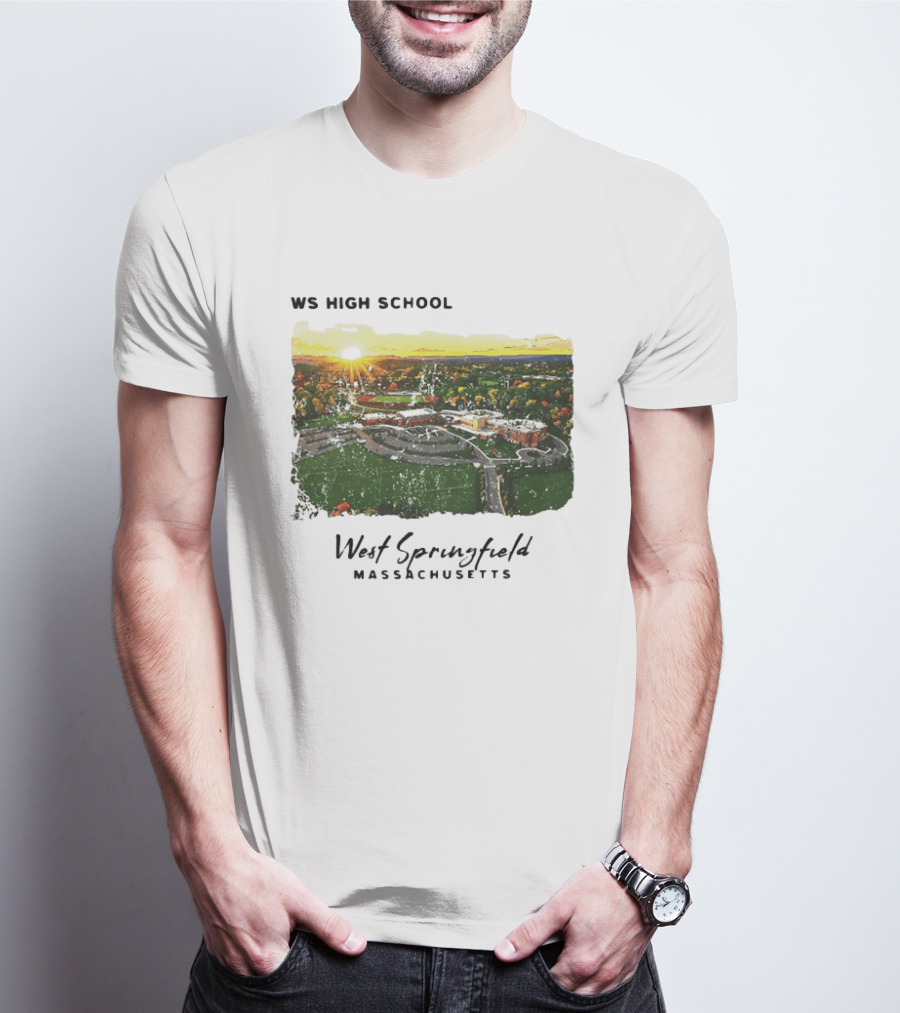 WS High School West Springfield Massachusetts Aerial Sunset Campus Landscape T-Shirt