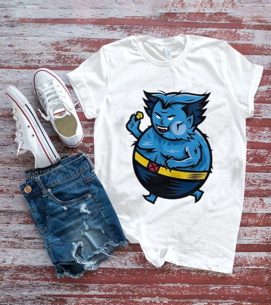X Men Beast Caricature Cartoon Blue Character Cupcake T-Shirt