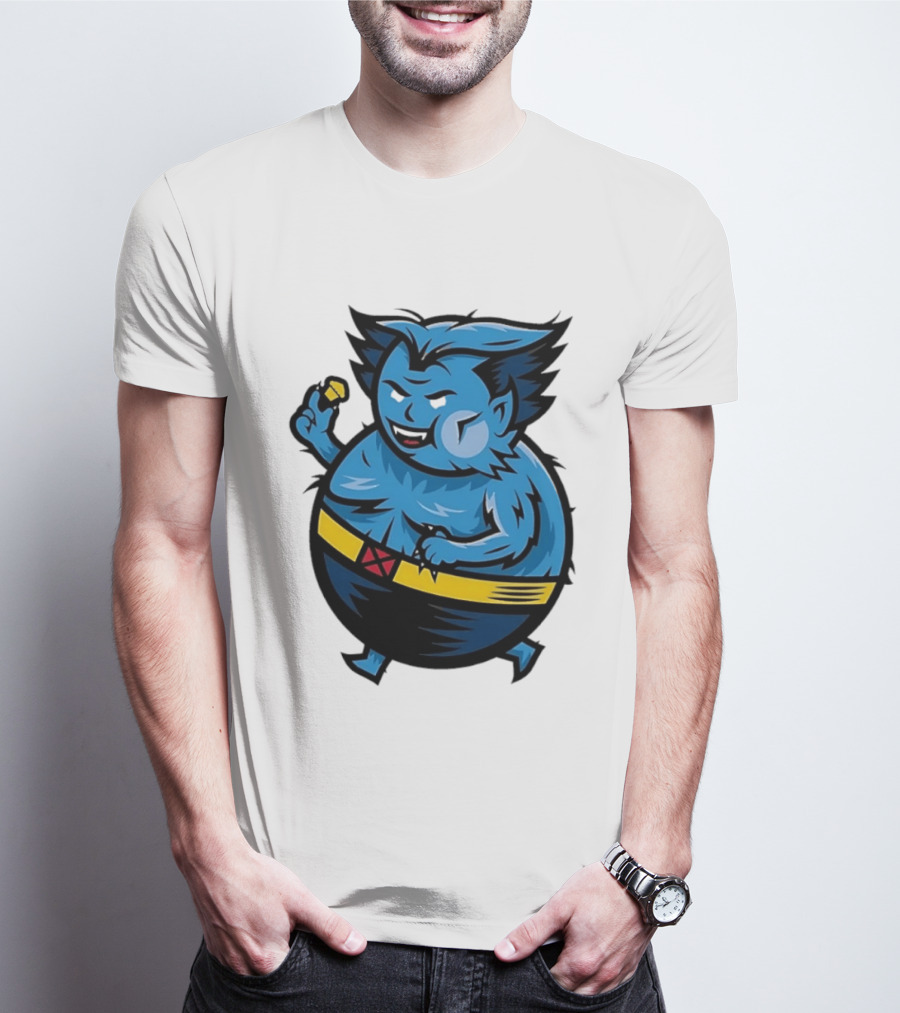 X Men Beast Caricature Cartoon Blue Character Cupcake T-Shirt