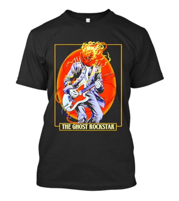 Ghost Rider The Ghost Rockstar Flaming Guitar Hero Fiery Skull T-Shirt