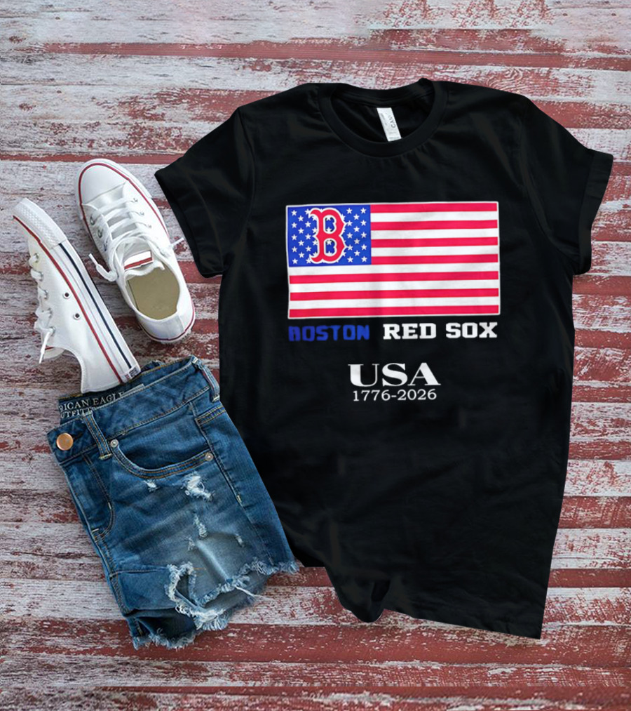 Boston Red Sox USA 1776 2026 American Flag White Stars T-Shirt