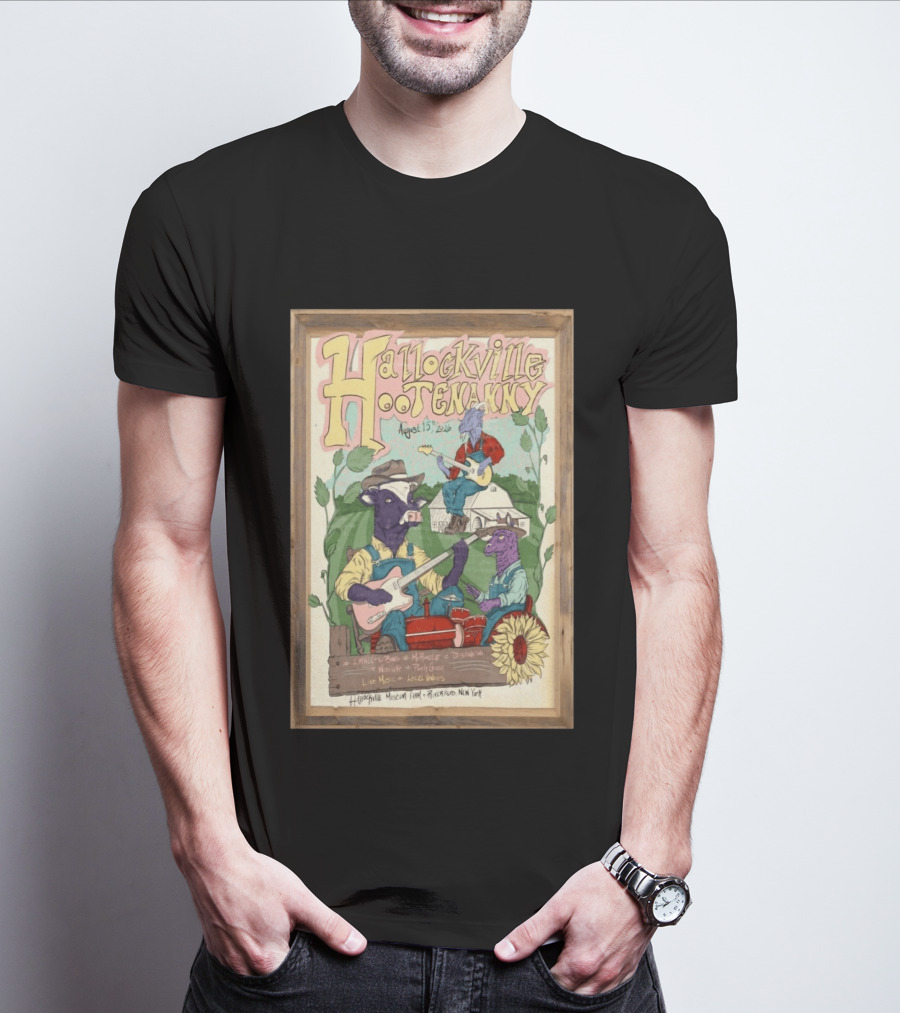 Hallockville Hootenanny August 15 2026 Live Music Farm Riverhead NY T-Shirt