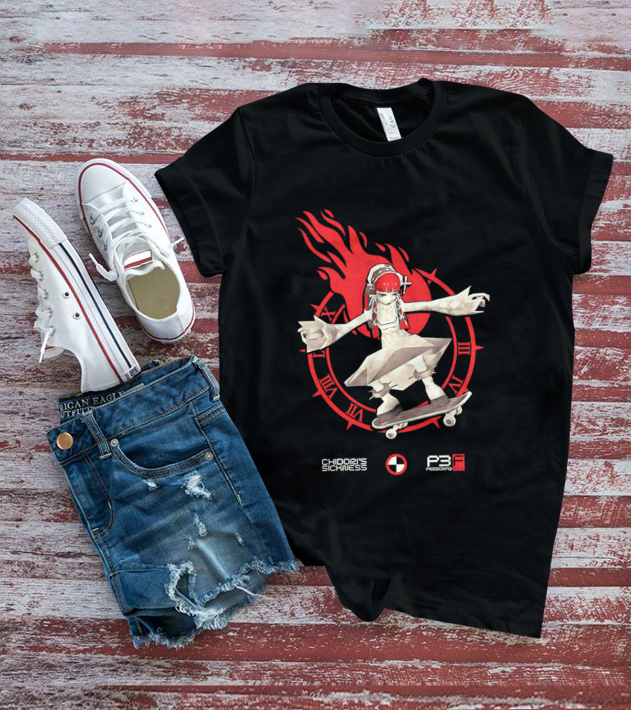Chidoris Sickness Persona3 Fes P3F Flame Skater T-Shirt