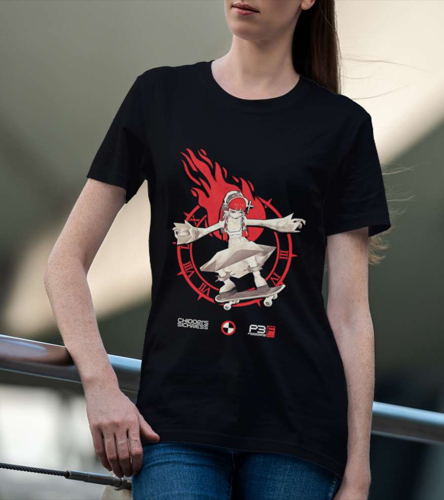 Chidoris Sickness Persona3 Fes P3F Flame Skater T-Shirt