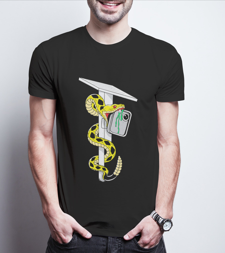 Don't Tread Flock Yellow Snake Wrapped Around Graduation Cap With ID T-Shirt