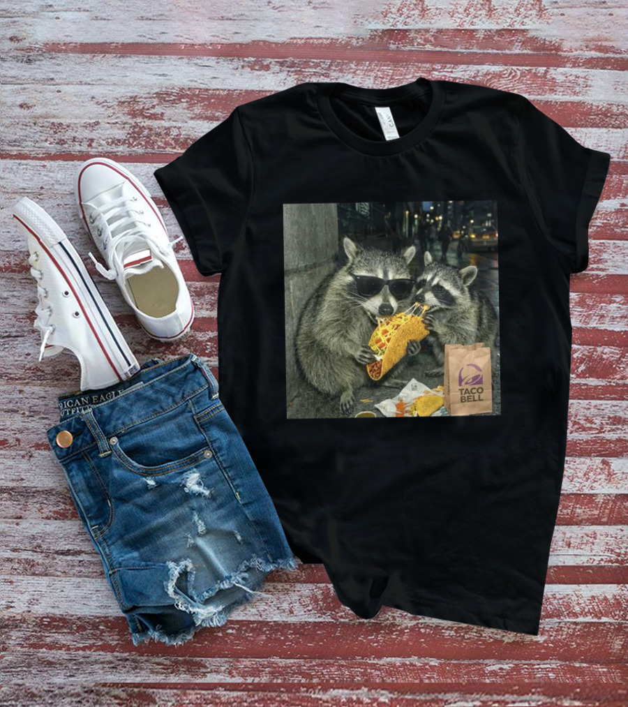 Taco Bell Raccoons Enjoying A Tasty Street Taco Night T-Shirt