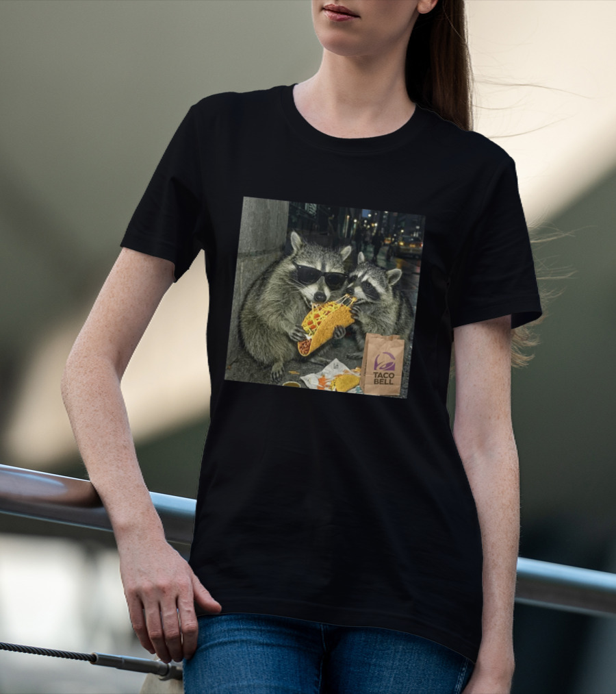 Taco Bell Raccoons Enjoying A Tasty Street Taco Night T-Shirt