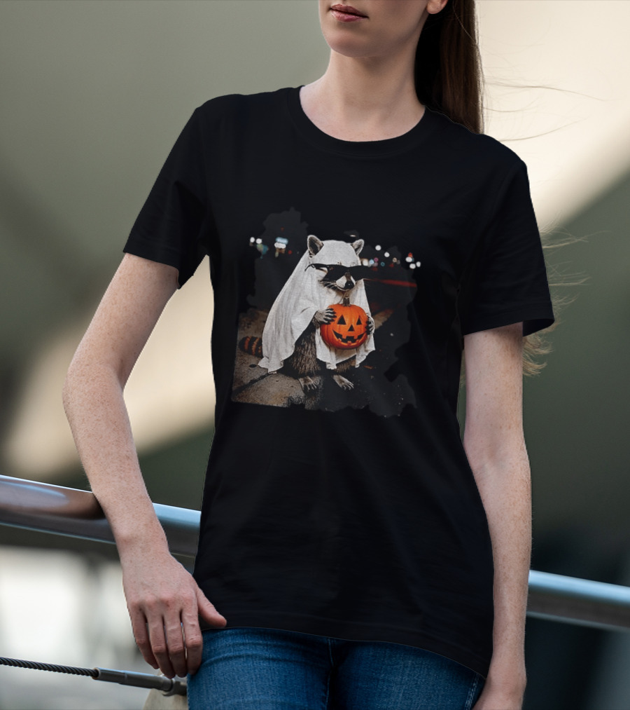 Raccoon Ghost Trick Or Treat Spooky Season Halloween T-Shirt