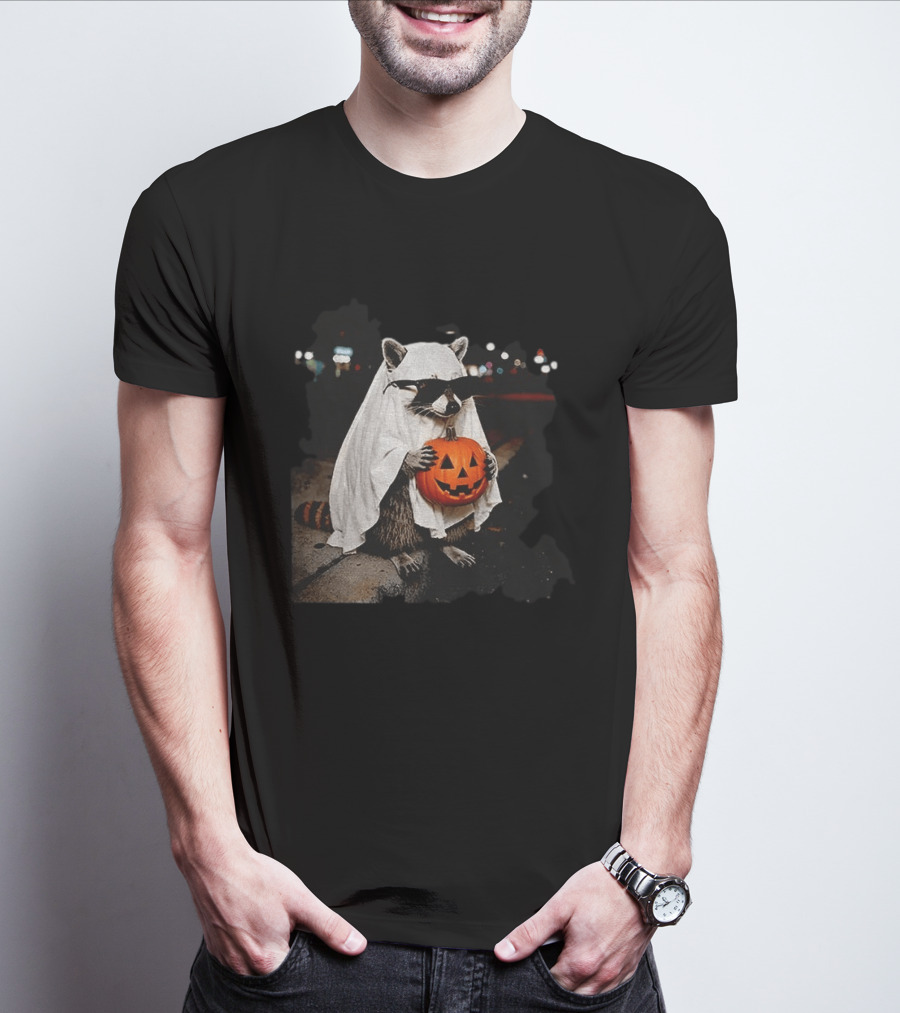 Raccoon Ghost Trick Or Treat Spooky Season Halloween T-Shirt