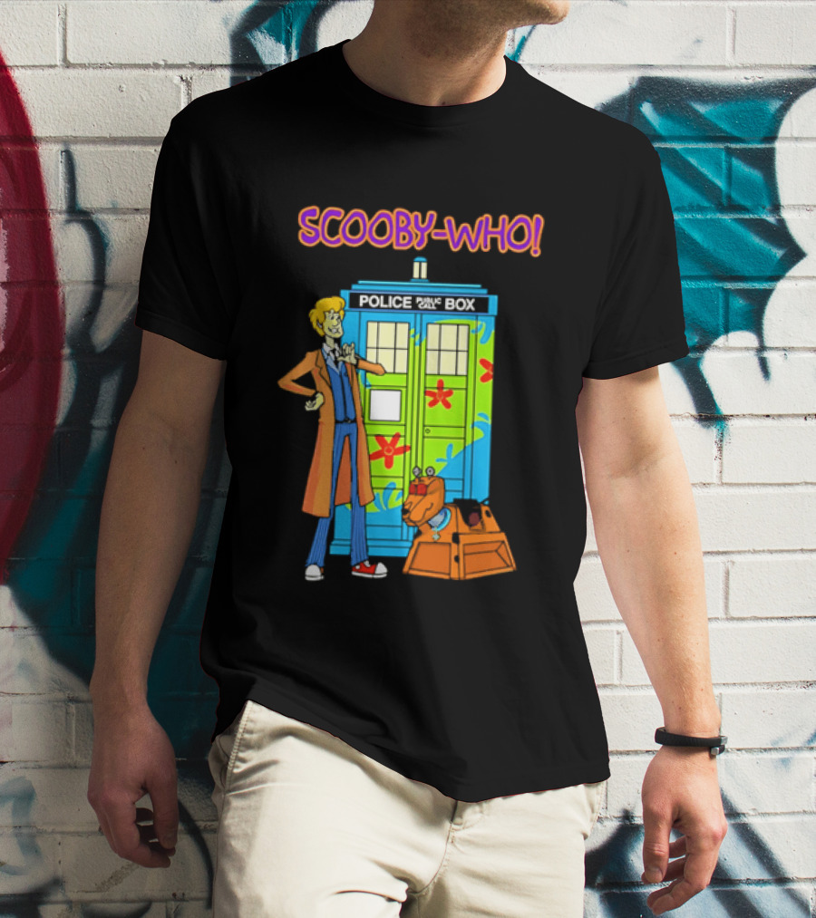 Scooby Who Shaggy Tenth Doctor Mystery Machine Painted Tardis K9 Robot T-Shirt