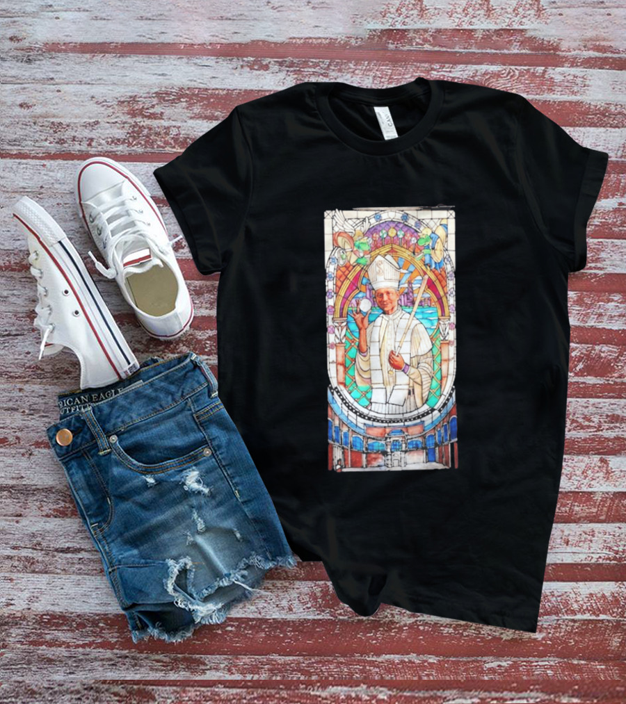 White Sox Pope Hat Stained Glass Painting T-Shirt