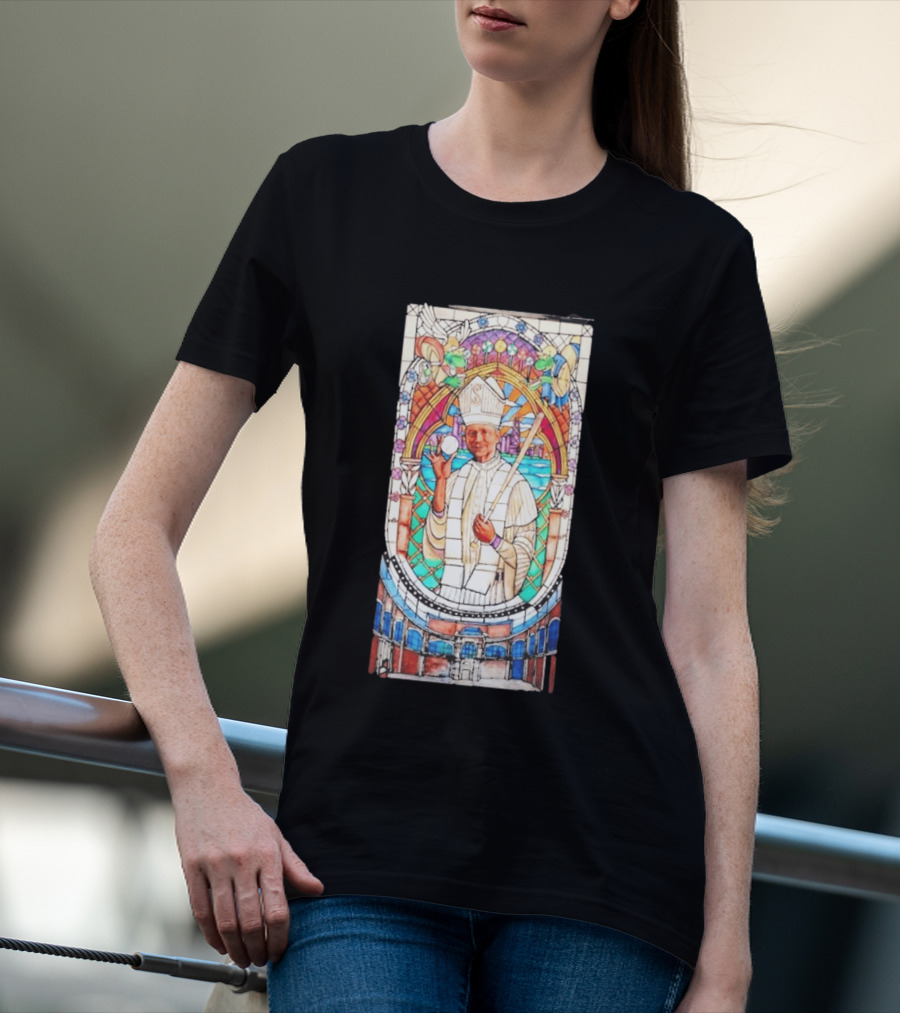 White Sox Pope Hat Stained Glass Painting T-Shirt
