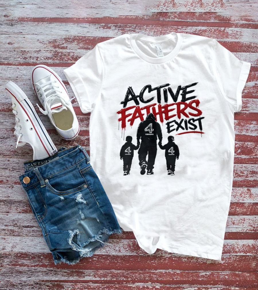 Active Fathers Exist Man Two Boys Walking Holding Hands T-Shirt