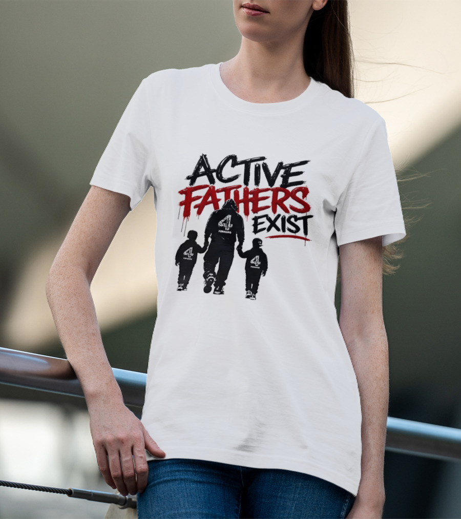 Active Fathers Exist Man Two Boys Walking Holding Hands T-Shirt